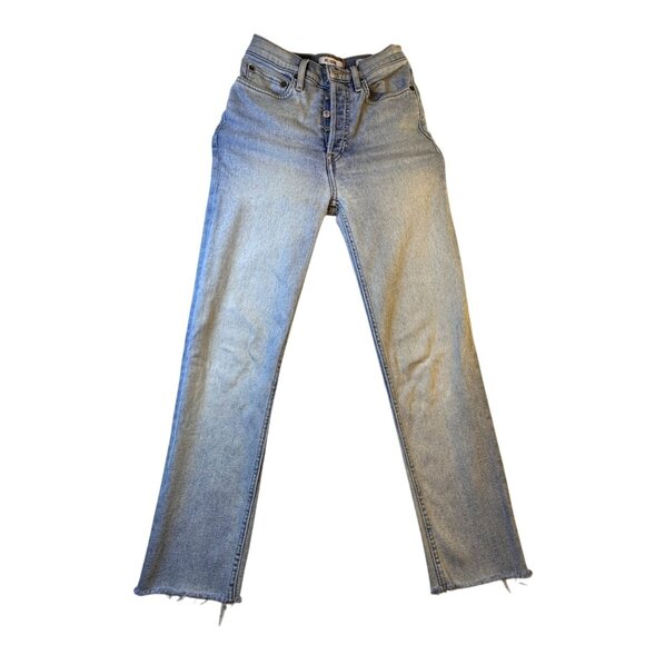 Re/Done Vintage Inspired High-Rise Button-Fly Light Wash Straight Jeans Size 24 - Picture 1 of 11
